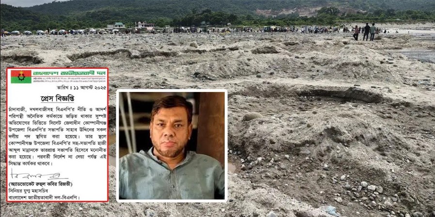 সাদা পাথর লুটের অভিযোগে কোম্পানীগঞ্জ বিএনপি সভাপতির পদ স্থগিত