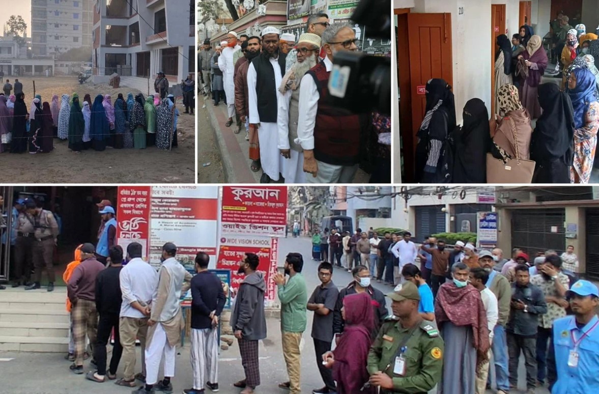 উৎসবমুখর পরিবেশে চলছে ত্রয়োদশ সংসদ নির্বাচনের ভোট