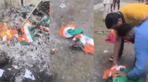 ভারতে আবর্জনায় জ্বলল জাতীয় পতাকা, ভাইরাল ভিডিও